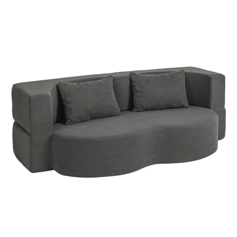 SoBuy | Schlafsofa | Schlafsofa & Schlafcouch in Dunkelgrau mit 2 Kissen | Dunkelgrau | FST101-DG